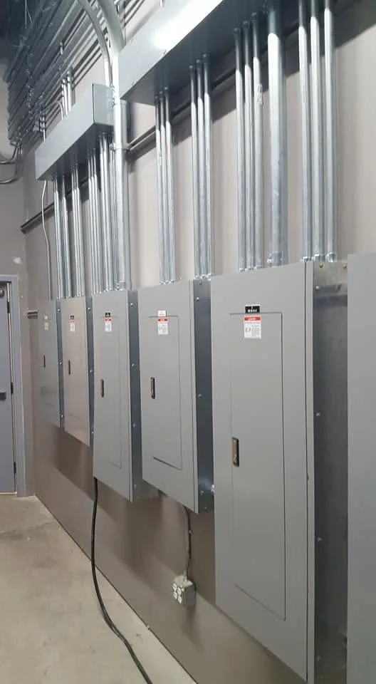Commercial warehouse power drop and outlet box installation